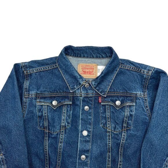 Levi’s Jean Jacket Youth Size 7 Blue Trucker Vintage Button Snap Denim Jacket - Picture 3 of 11